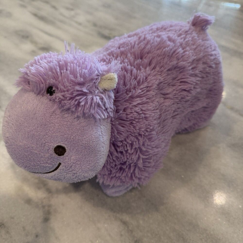 Pillow Pets‎ Pee-Wee Purple Hippo 12” 2010 Retired Plush Lavender Clean